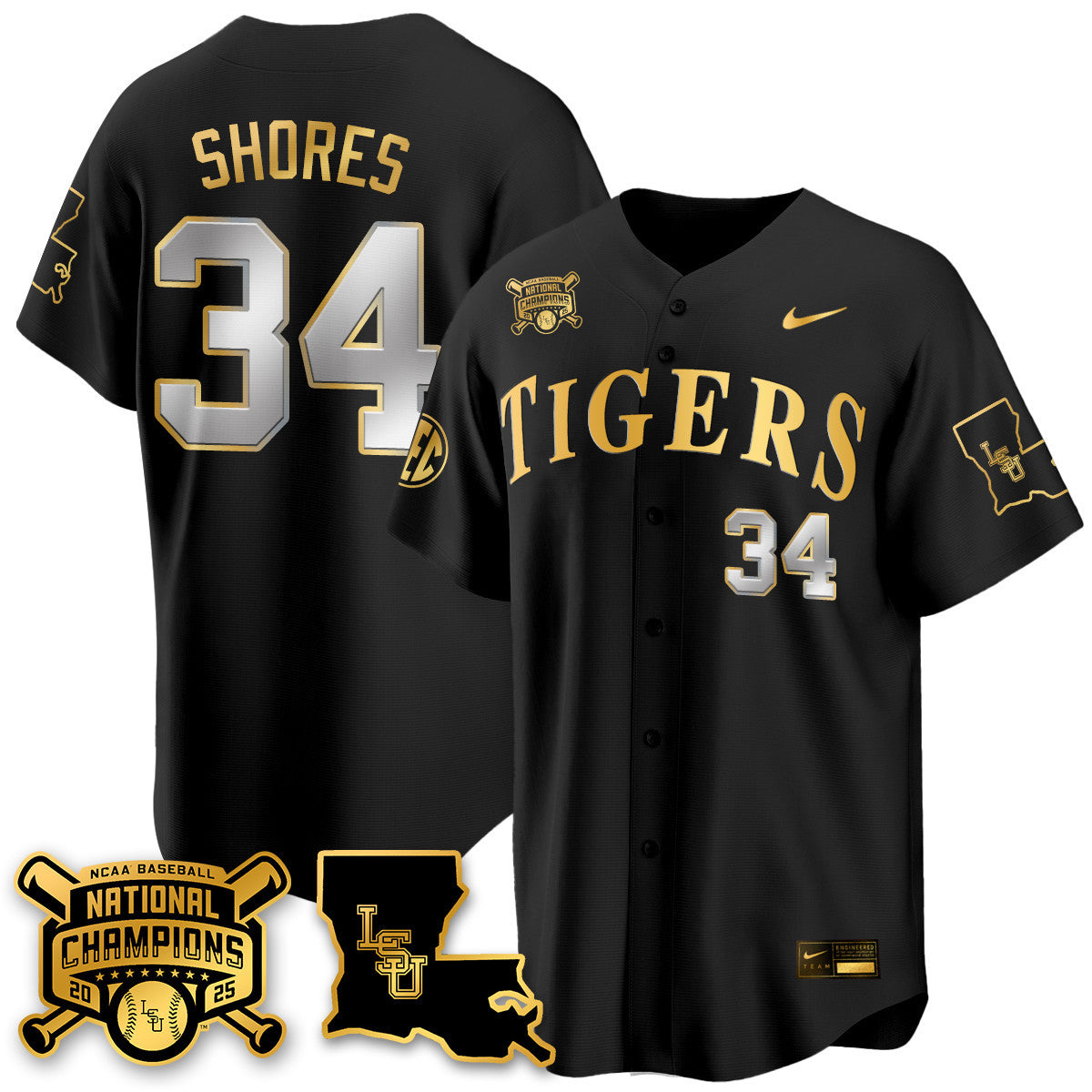 Women's LSU Tigers 2025 World Series Champions Limited Gold Jersey - All Stitched