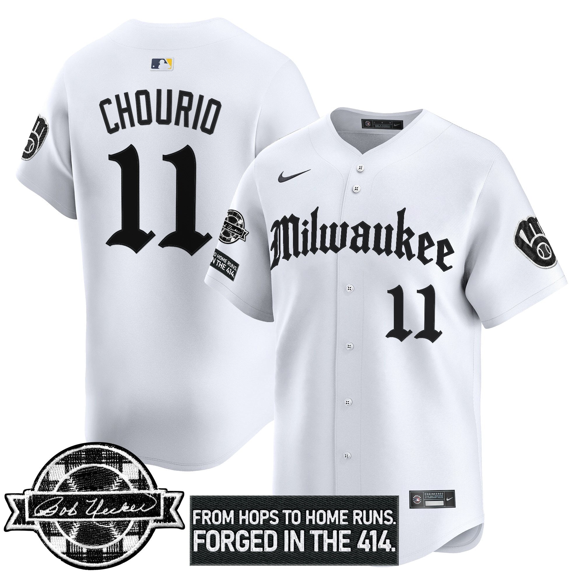 MIL Bob Uecker Patch Vapor Premier Limited Men Jersey - Gothic Edition - All Stitched
