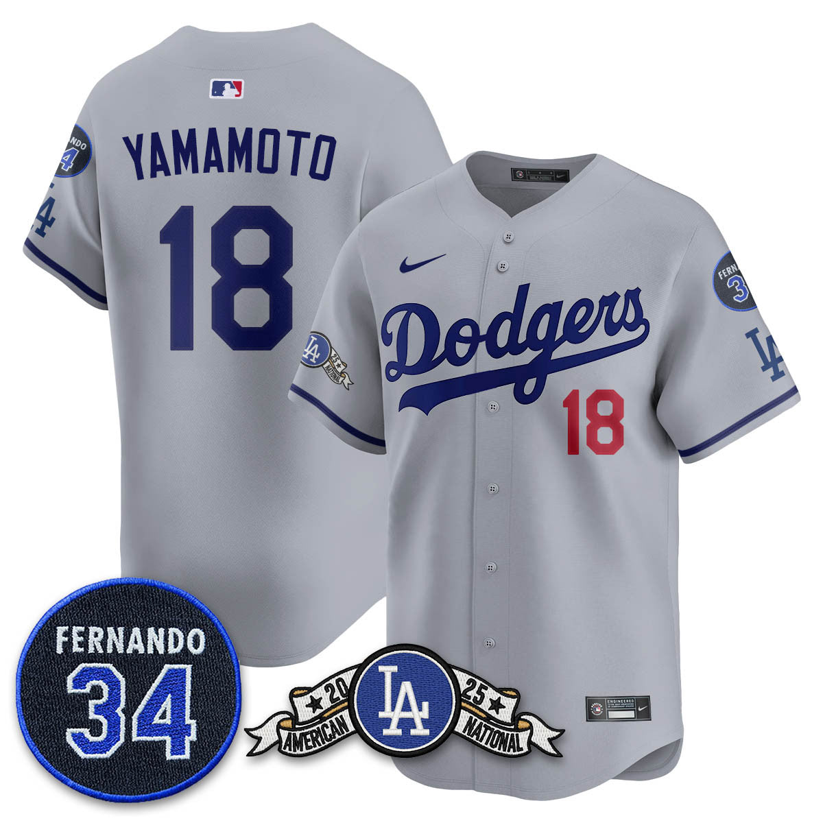 LAD 2025 National League Champions Jersey - All Stitched
