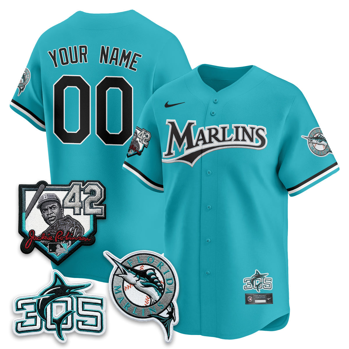 MIA 2026 Throwback Jackie Robinson New Era Vapor Limited Custom Jersey - All Stitched