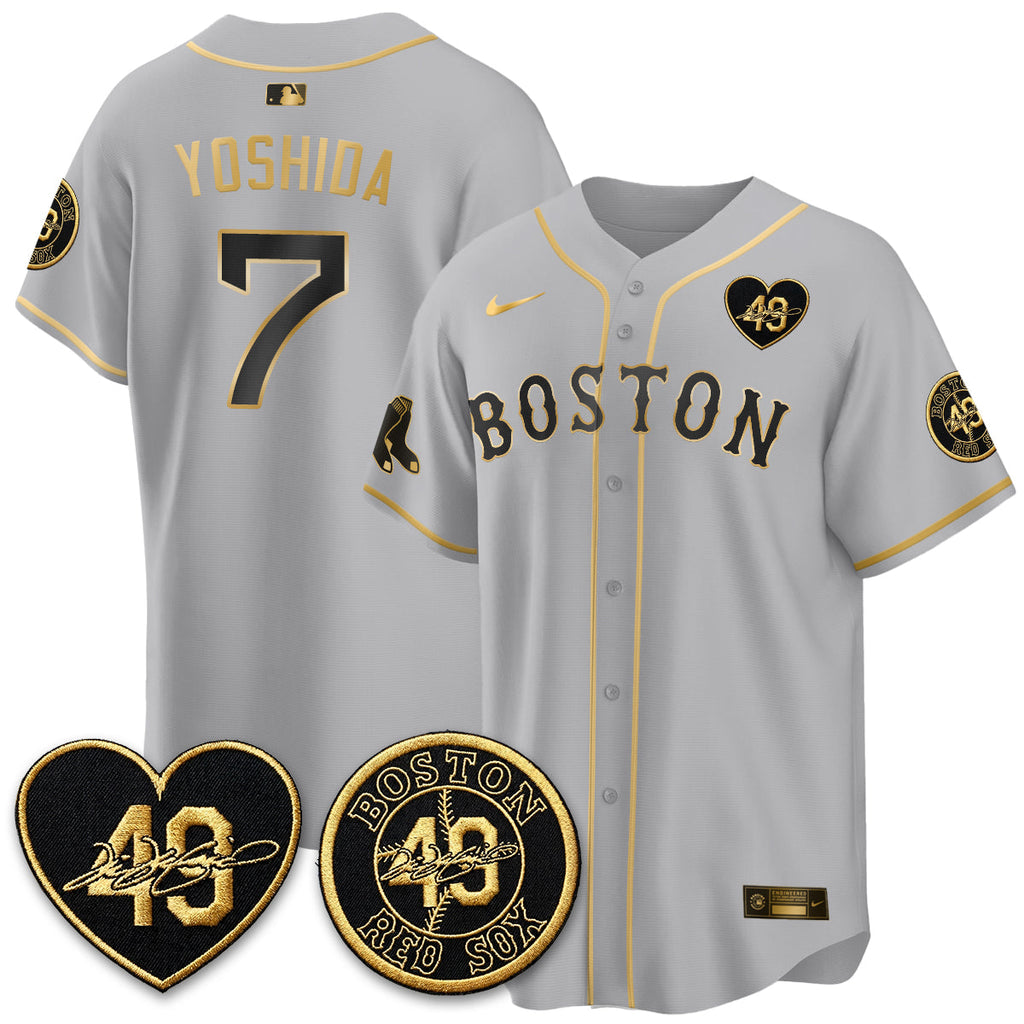 BOS Tim Wakefield Memorial Patch Vaper Premier Limited Gold Edition Jersey - All Stitched