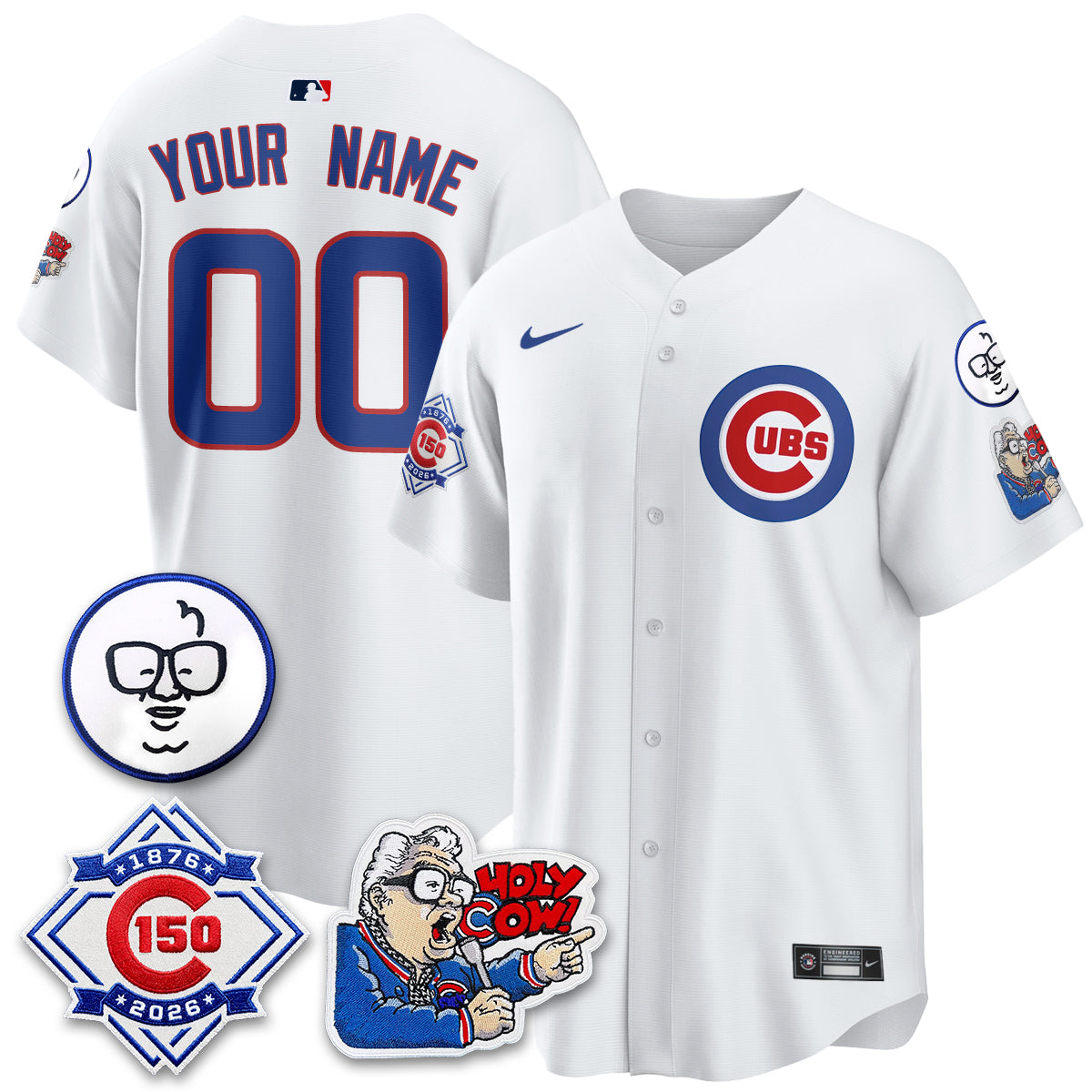 CHC 150th Anniversary Harry Caray Holy Cow Vapor Premier Limited Custom Jersey - All Stitched V2