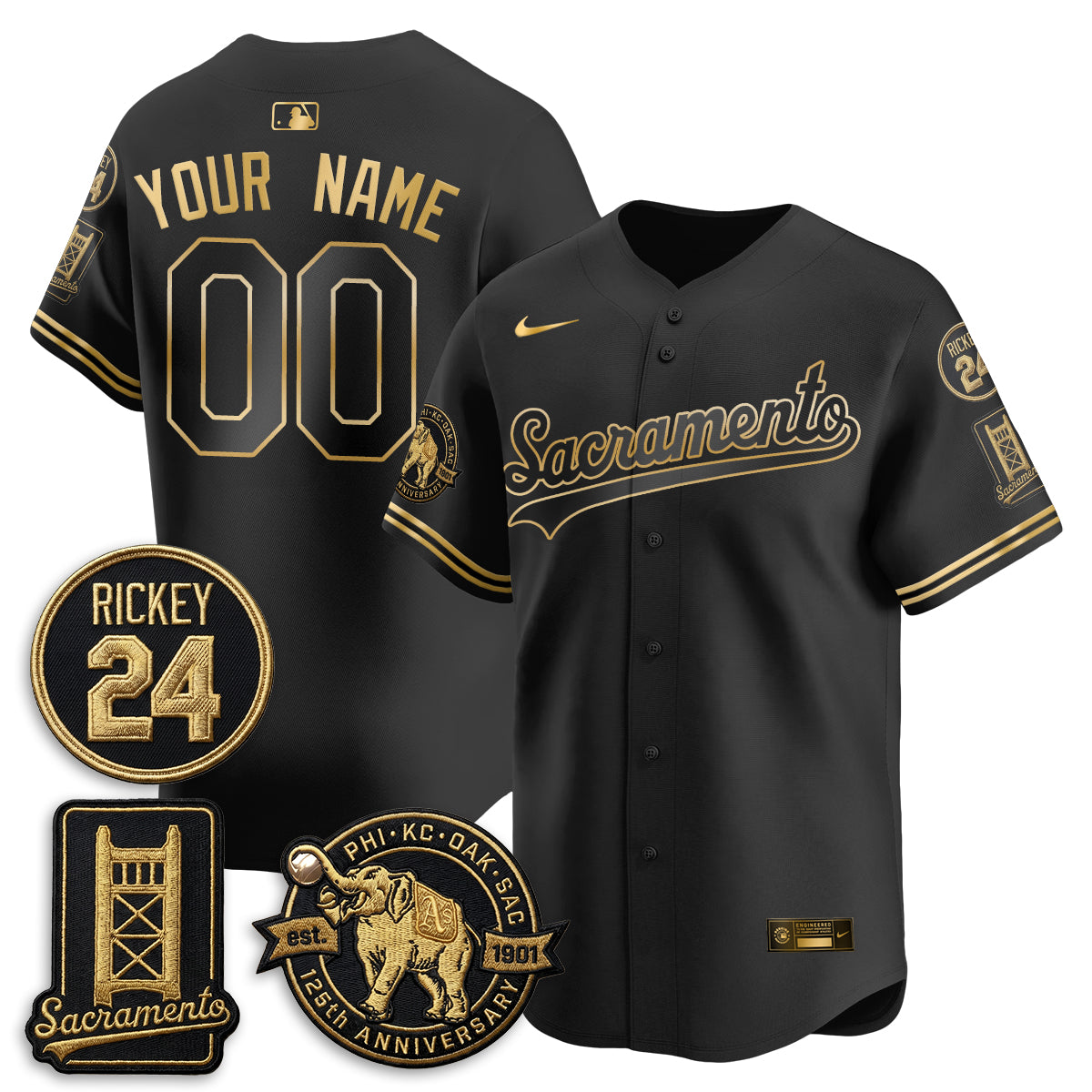 OAK 2026 Alternate Sacramento 125 Years Limited Vapor Gold Edition Custom Jersey - All Stitched