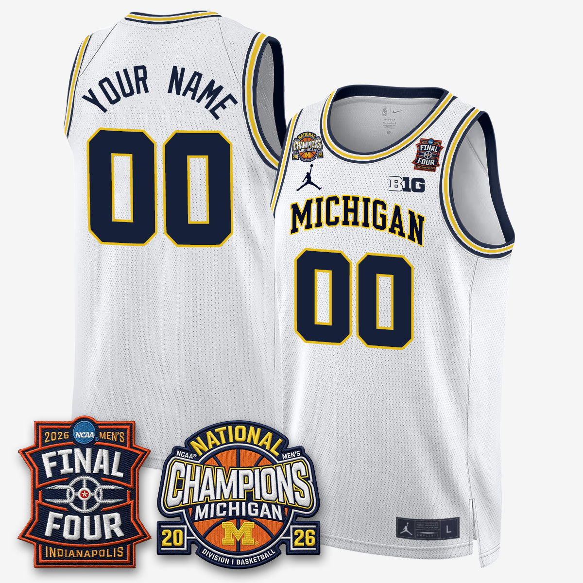 MICH Men's Basketball National Champions Big Text Limited Vapor Custom Jersey - All Stitched
