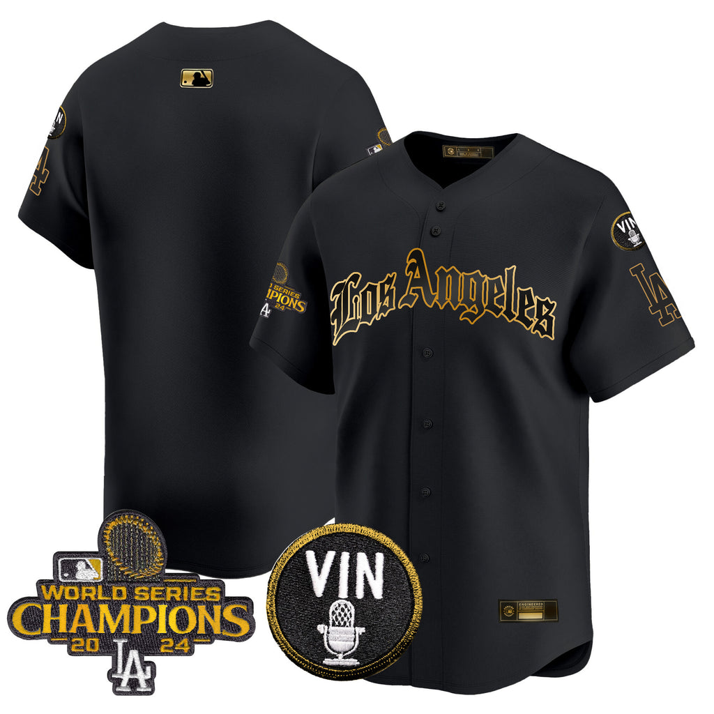 Men's Dodgers 2025 LA Gothic Style Gold Vapor Premier Limited Jersey - All Stitched