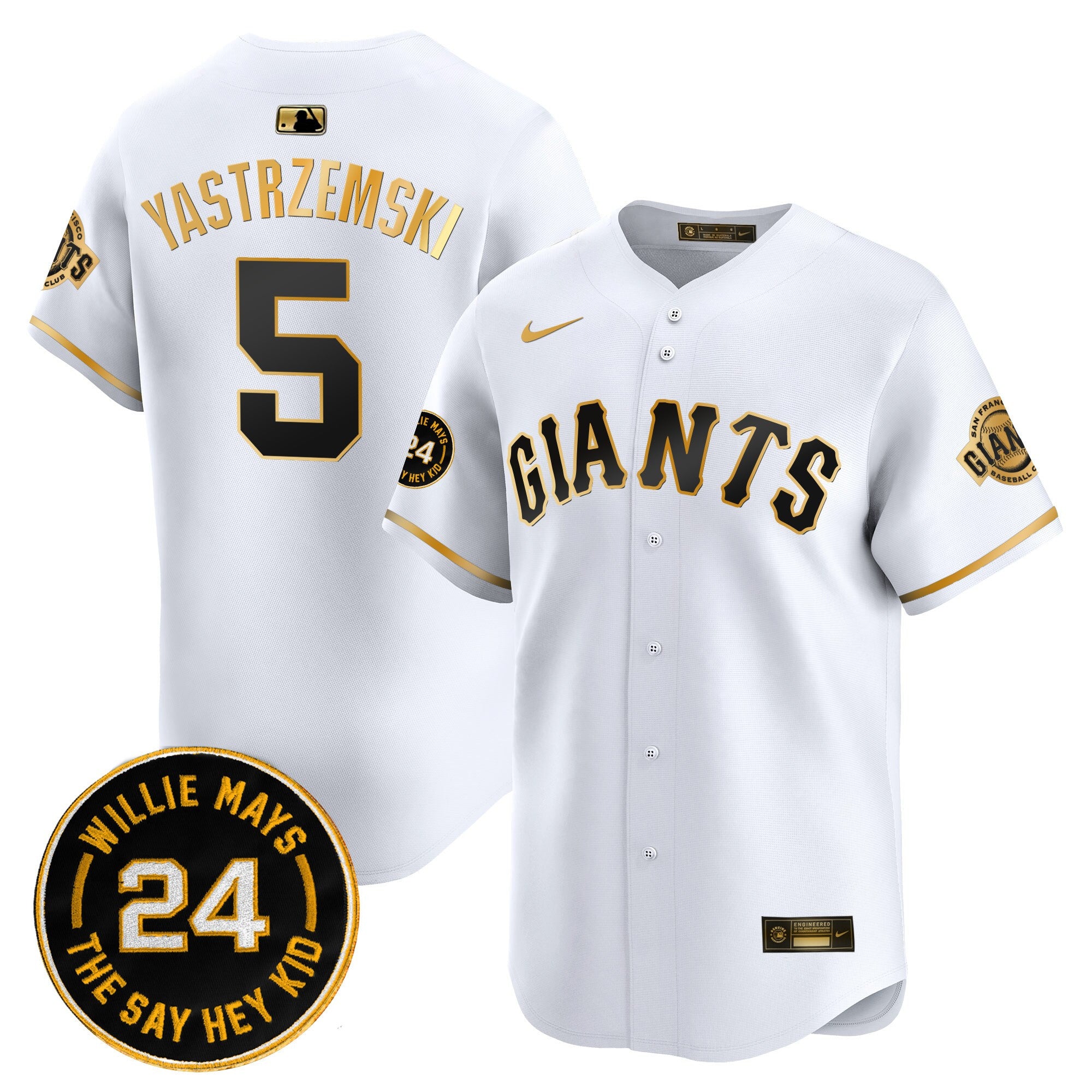 Men's San Francisco Giants 2025 Willie Mays Patch Vapor Premier Limited Jersey - All Stitched